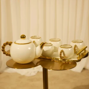 Beaded handle teacup set